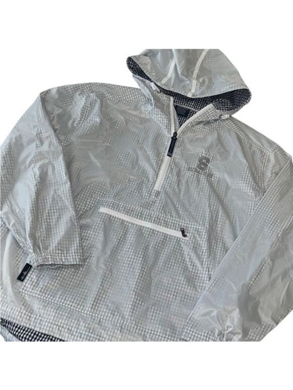 Syracuse University Navy and White Checkered Pullover Long Sleeves Rain Jacket S